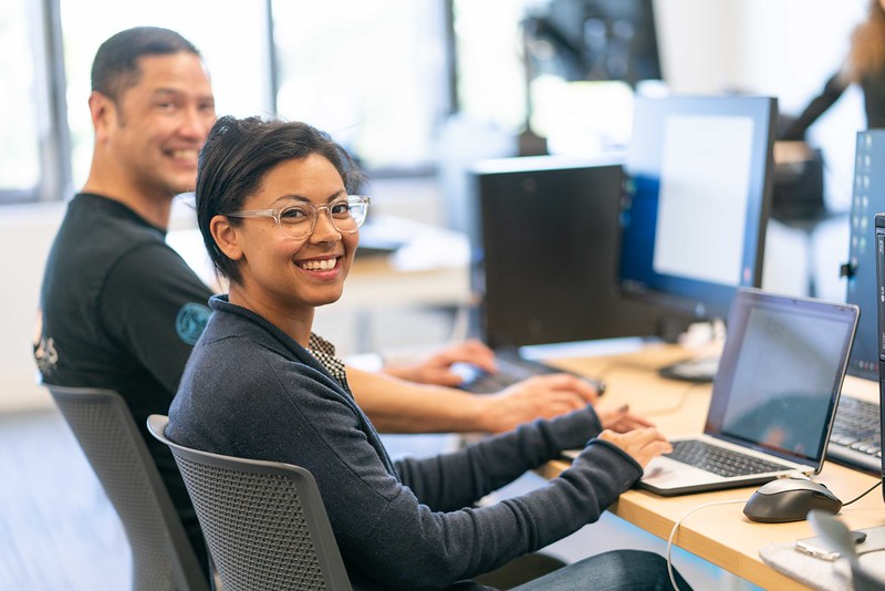 Mesa students at work in web development course 